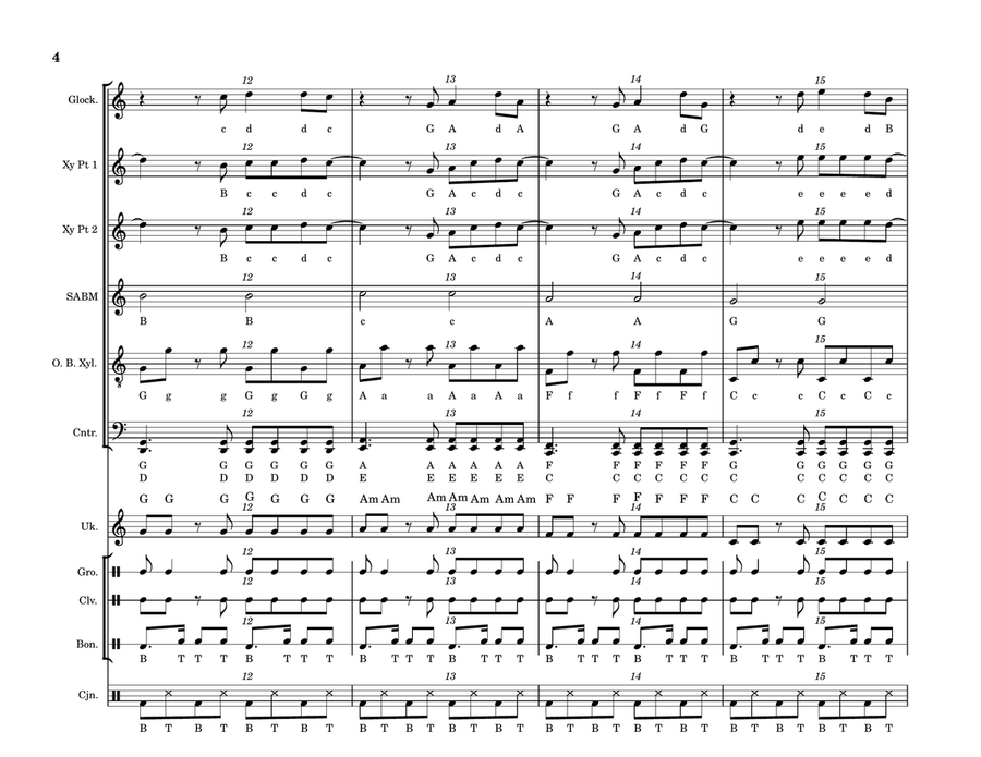Medley: Danza Kuduro with Vivir Mi Vida Orff Instrument scores gallery preview page 4