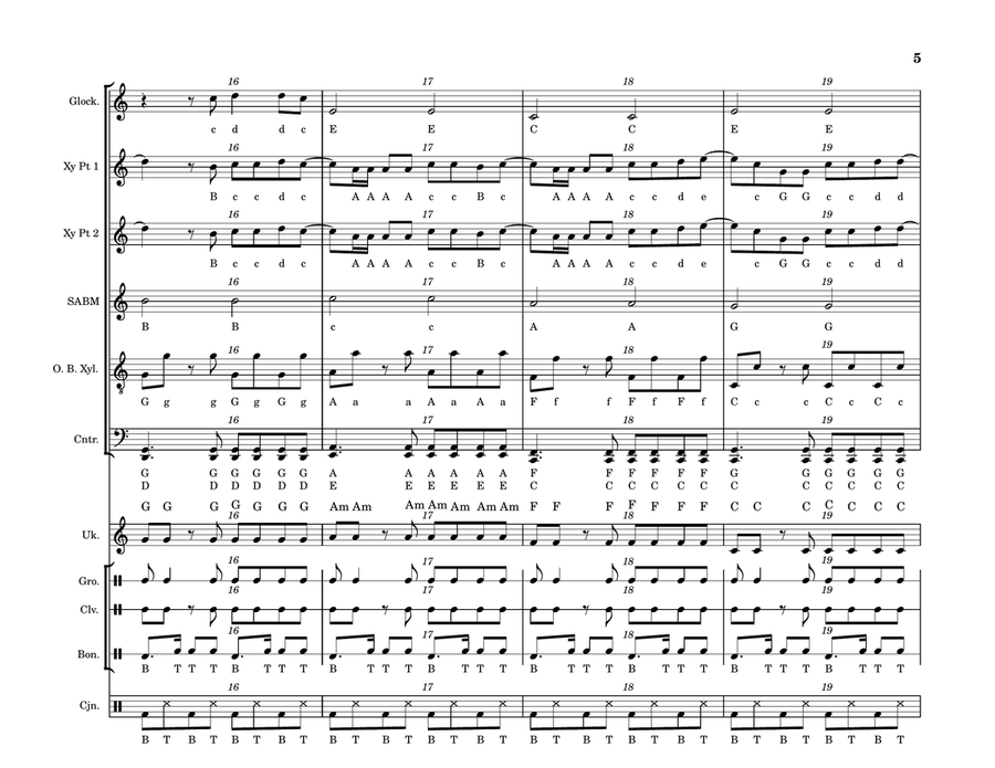 Medley: Danza Kuduro with Vivir Mi Vida Orff Instrument scores gallery preview page 5