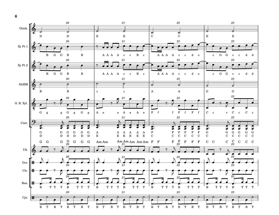 Medley: Danza Kuduro with Vivir Mi Vida Orff Instrument scores gallery preview page 6