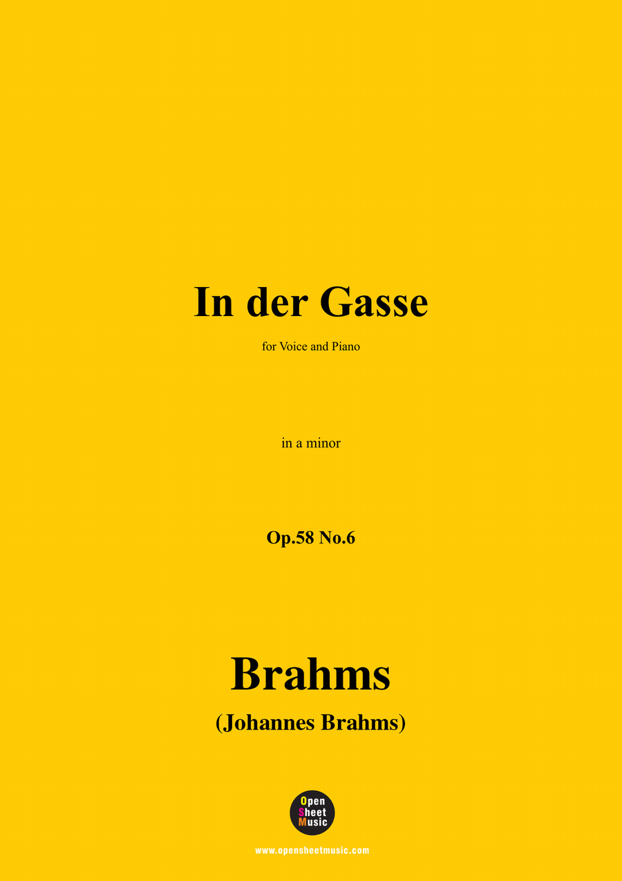 Brahms-In der Gasse,in a minor Piano, Vocal scores gallery preview page 1