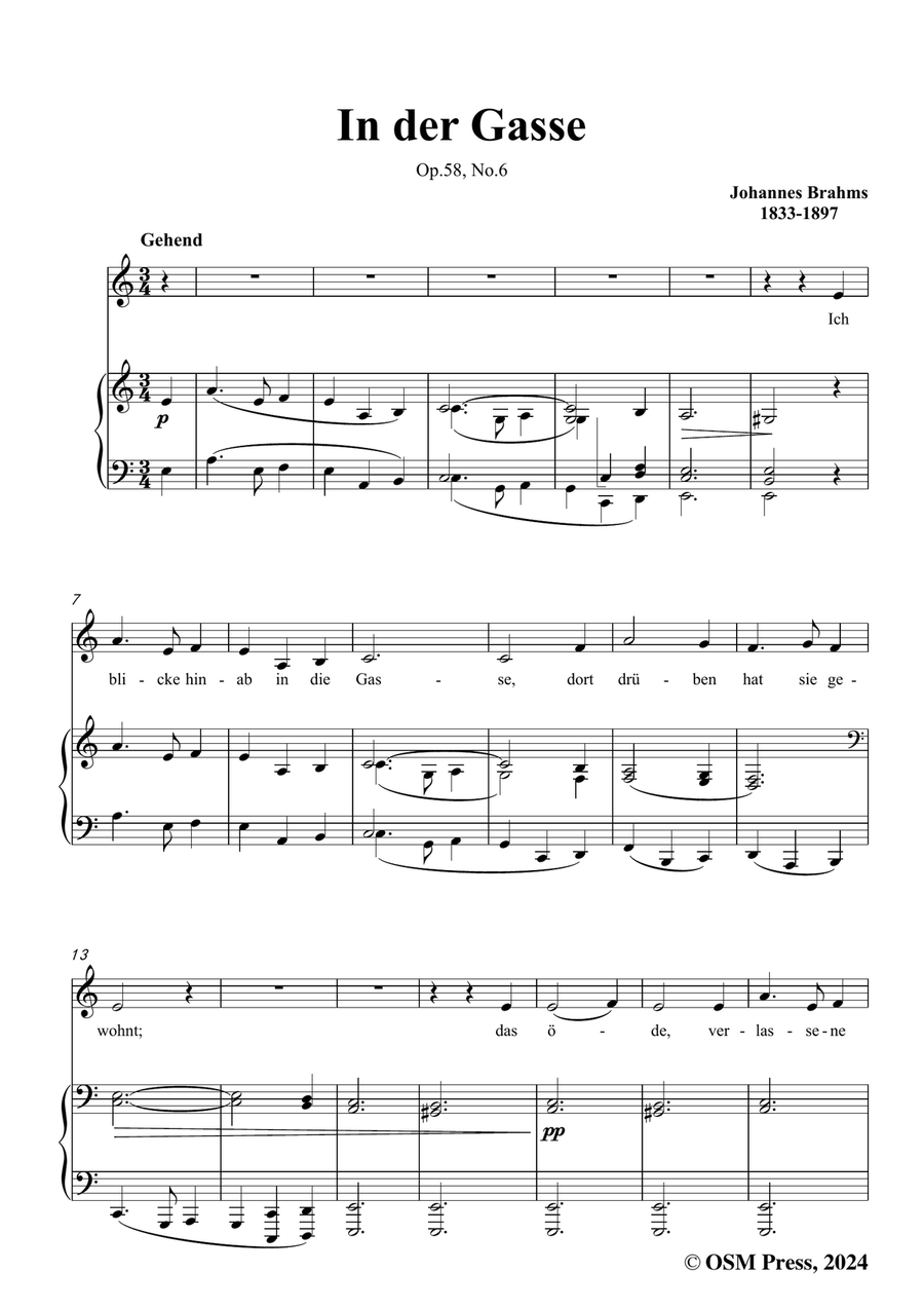 Brahms-In der Gasse,in a minor Piano, Vocal scores gallery preview page 3