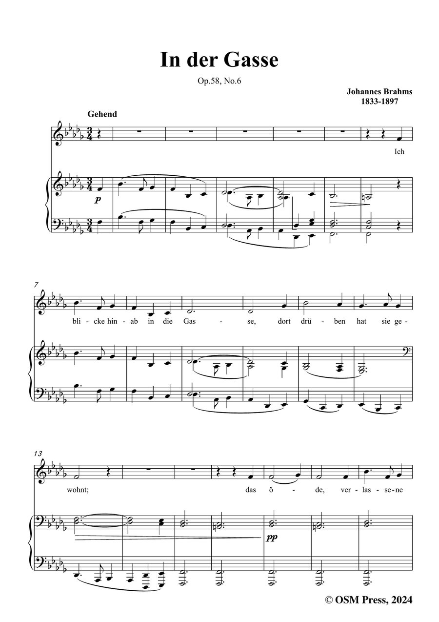 Brahms-In der Gasse,in b flat minor Piano, Vocal scores gallery preview page 3