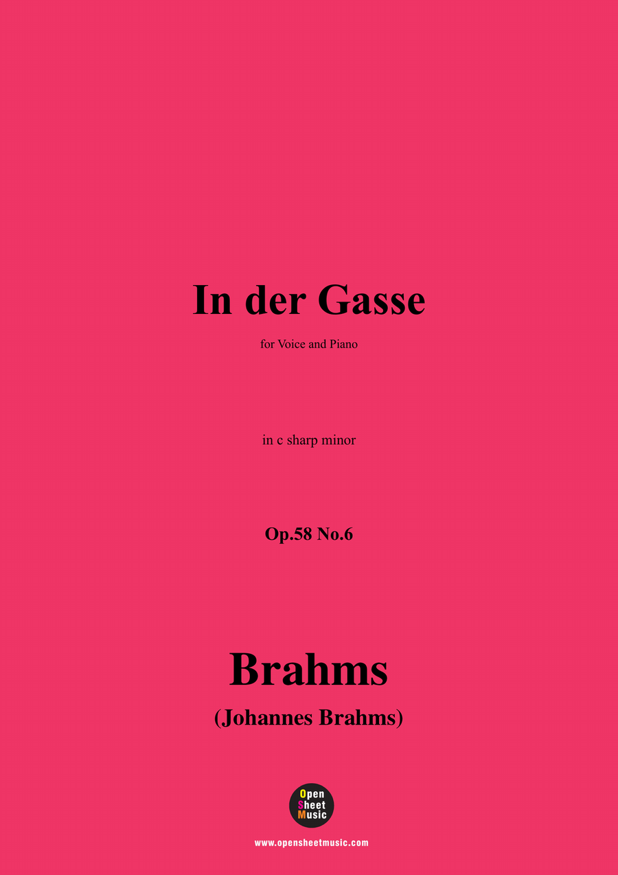 Brahms-In der Gasse,in c sharp minor Piano, Vocal scores gallery preview page 1