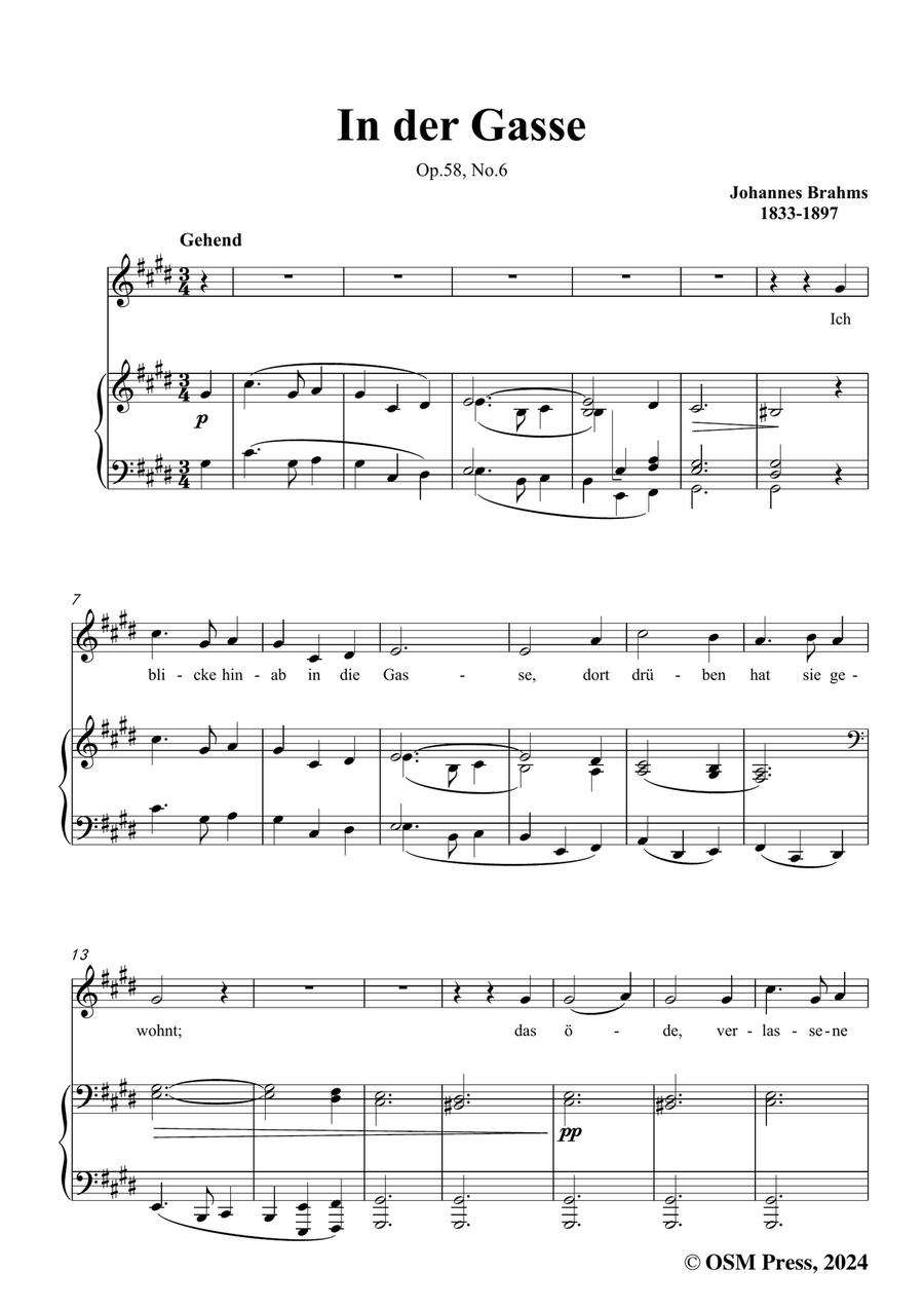 Brahms-In der Gasse,in c sharp minor Piano, Vocal scores gallery preview page 3
