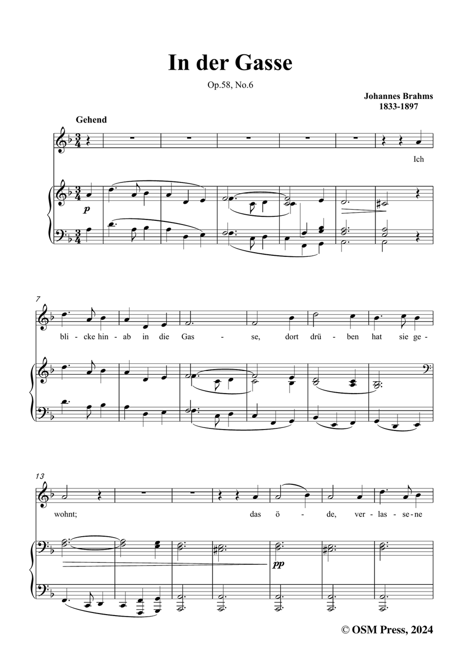 Brahms-In der Gasse,in d minor Piano, Vocal scores gallery preview page 3