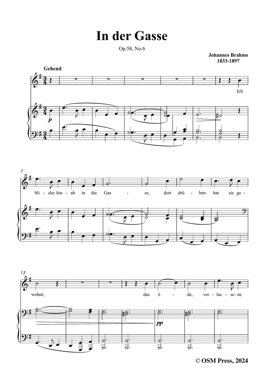 Brahms-In der Gasse,in e minor Piano, Vocal scores gallery preview page 3