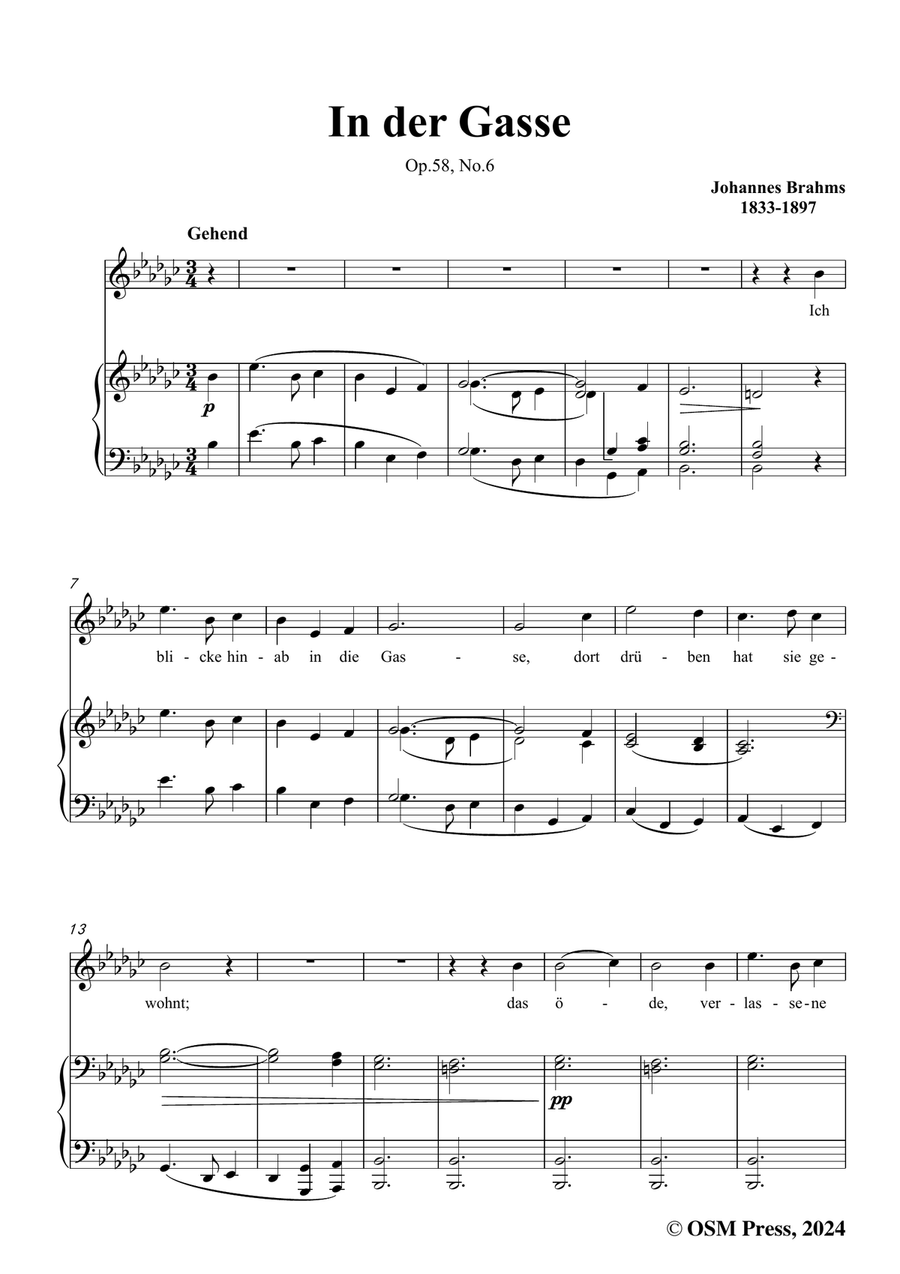 Brahms-In der Gasse,in e flat minor Piano, Vocal scores gallery preview page 3