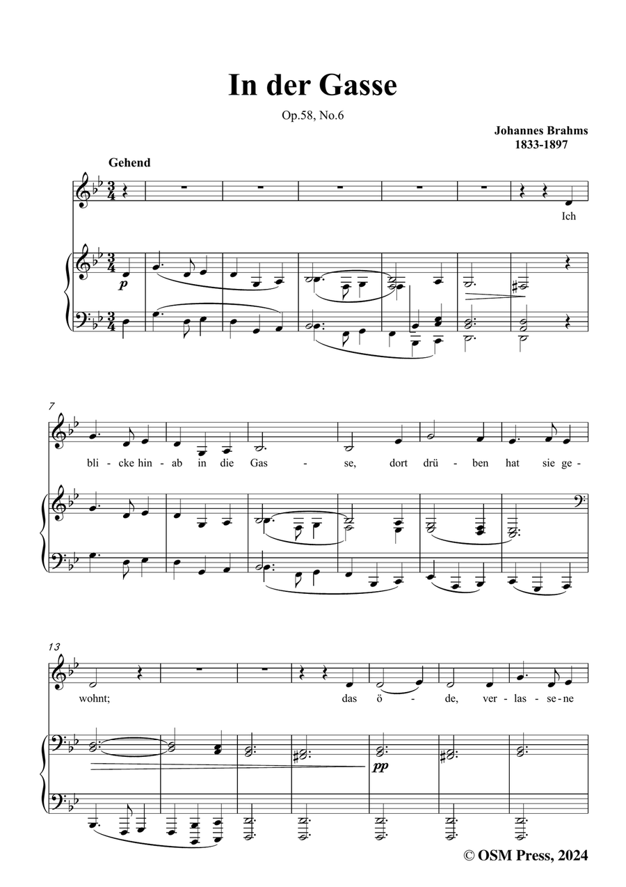 Brahms-In der Gasse,in g minor Piano, Vocal scores gallery preview page 3