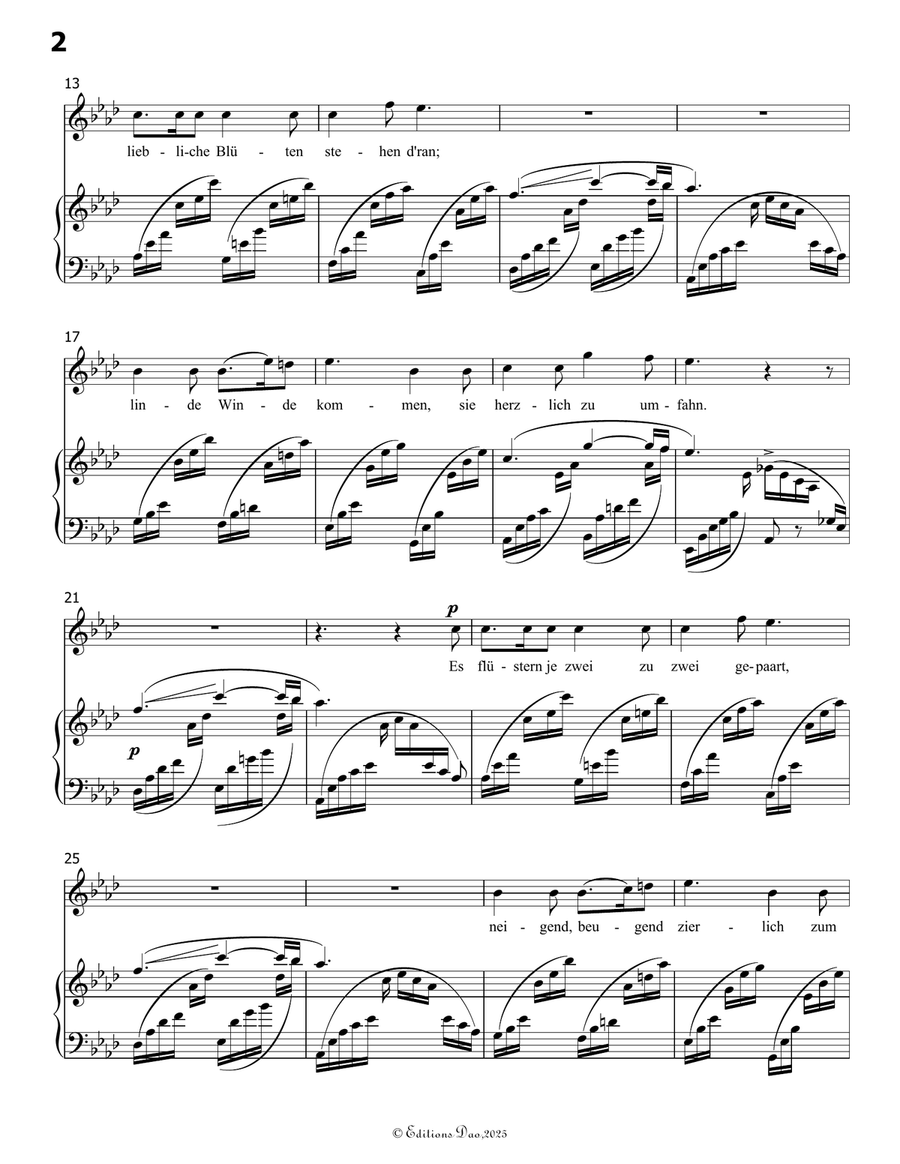 Der Nussbaum, by Schumann, Op.25 No.3, in A flat Major Piano, Vocal scores gallery preview page 4