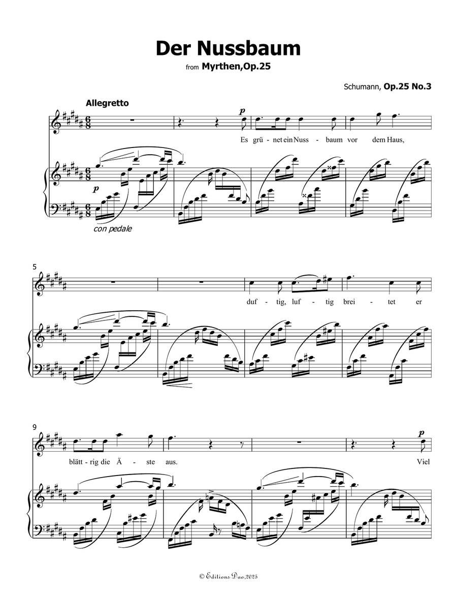 Der Nussbaum, by Schumann, Op.25 No.3, in B Major Piano, Vocal scores gallery preview page 3