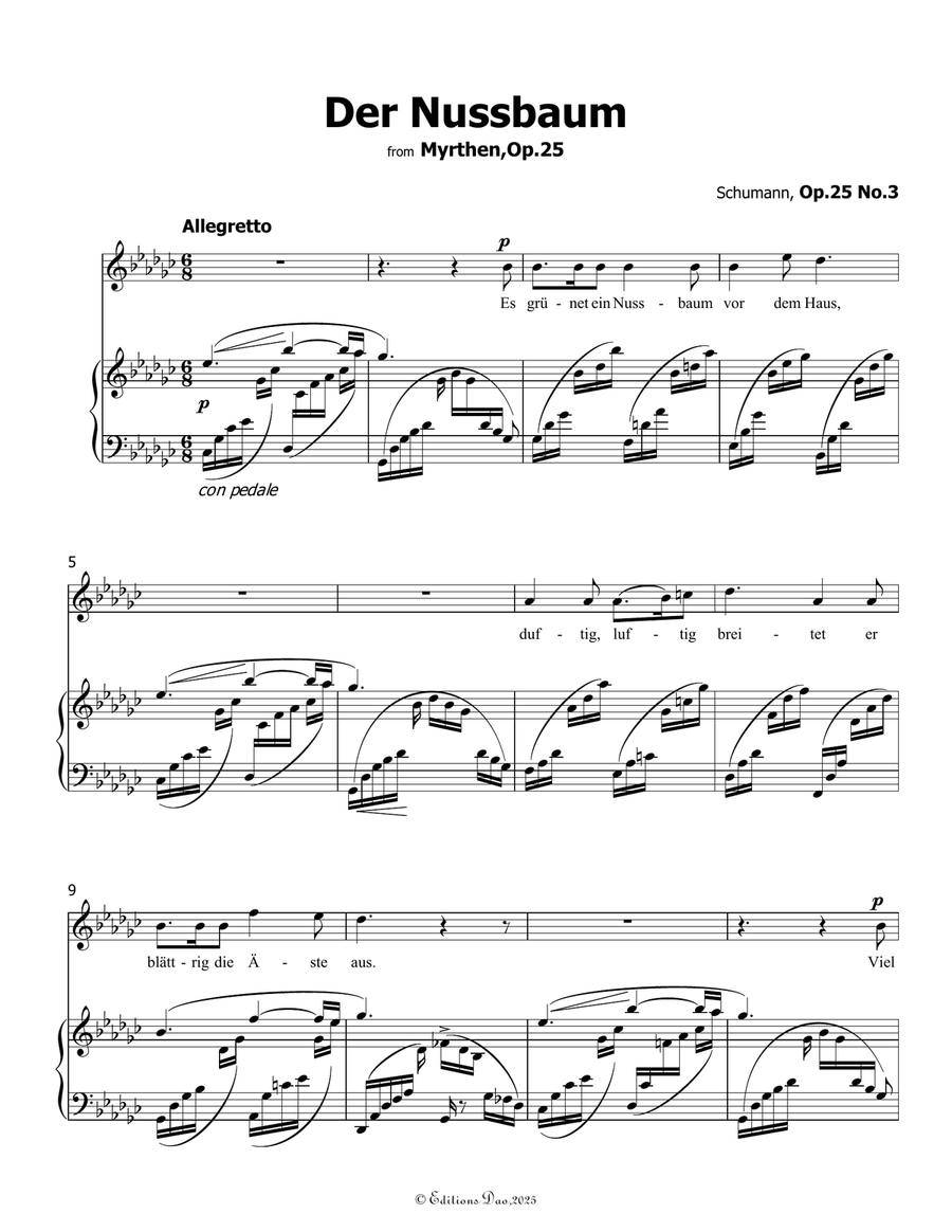 Der Nussbaum, by Schumann, Op.25 No.3, in G flat Major Piano, Vocal scores gallery preview page 3