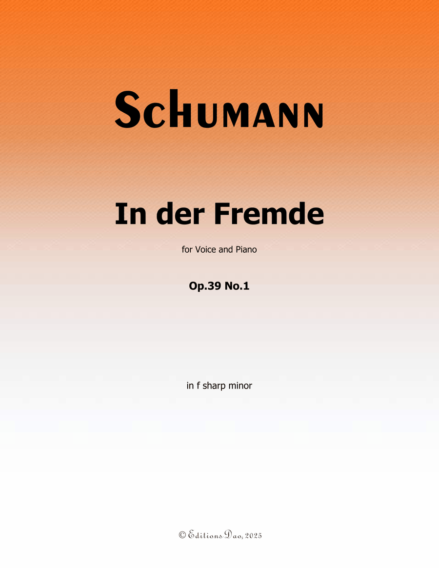 In der Fremde, by Schumann, Op.39 No.1, in f sharp minor Piano, Vocal scores gallery preview page 1
