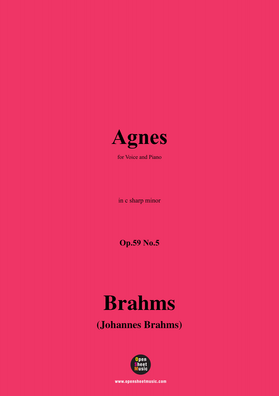 Brahms-Agnes,in c sharp minor Piano, Vocal scores gallery preview page 1