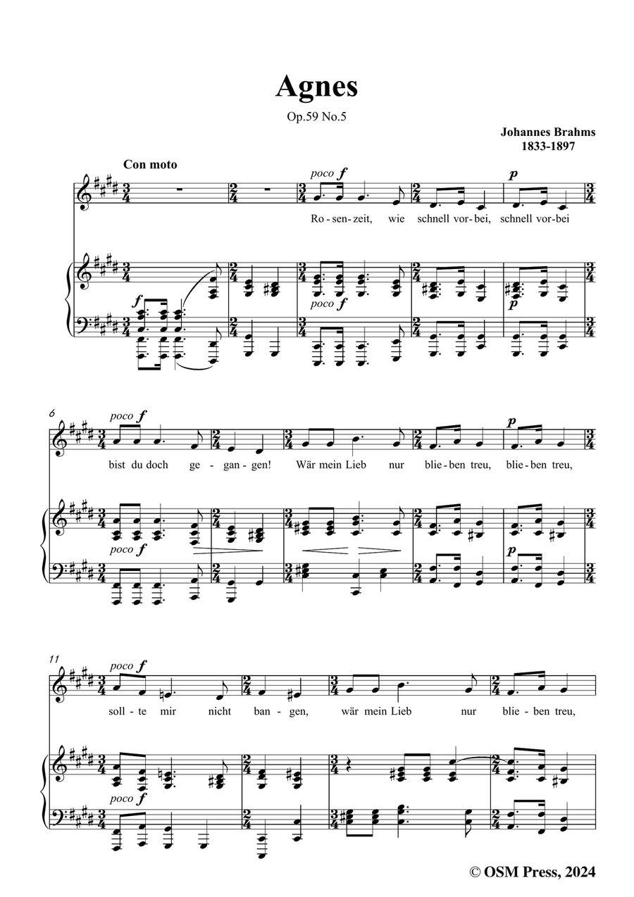 Brahms-Agnes,in c sharp minor Piano, Vocal scores gallery preview page 3