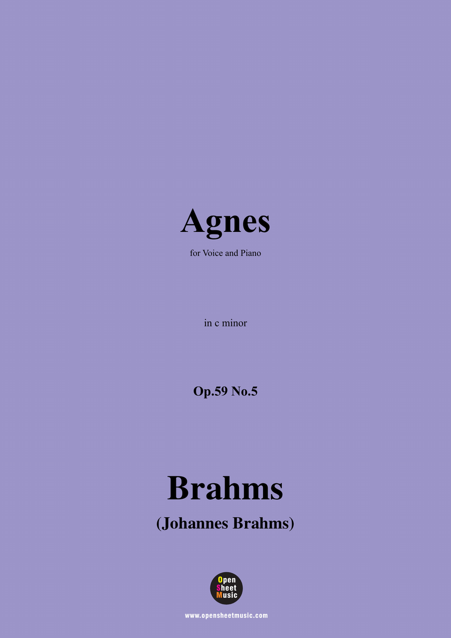 Brahms-Agnes,in c minor Brahms-Agnes,in c minor Piano, Vocal scores gallery preview page 1
