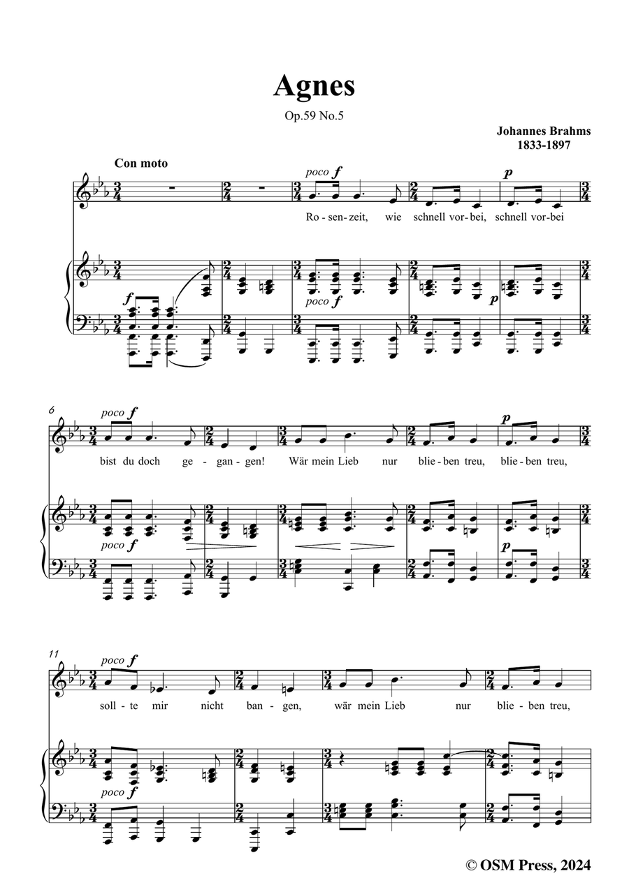 Brahms-Agnes,in c minor Brahms-Agnes,in c minor Piano, Vocal scores gallery preview page 3