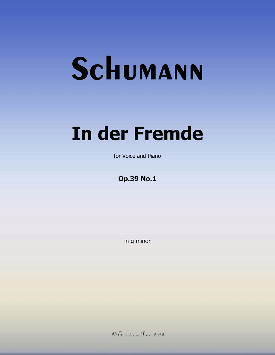 In der Fremde, by Schumann, Op.39 No.1, in g minor Piano, Vocal scores gallery preview page 1