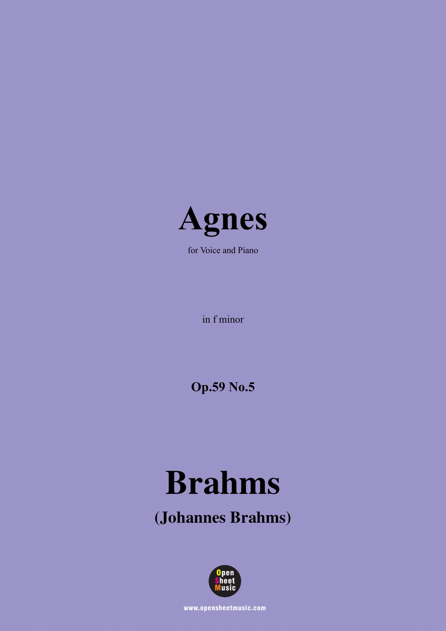 Brahms-Agnes,in f minor Brahms-Agnes,in f minor Piano, Vocal scores gallery preview page 1