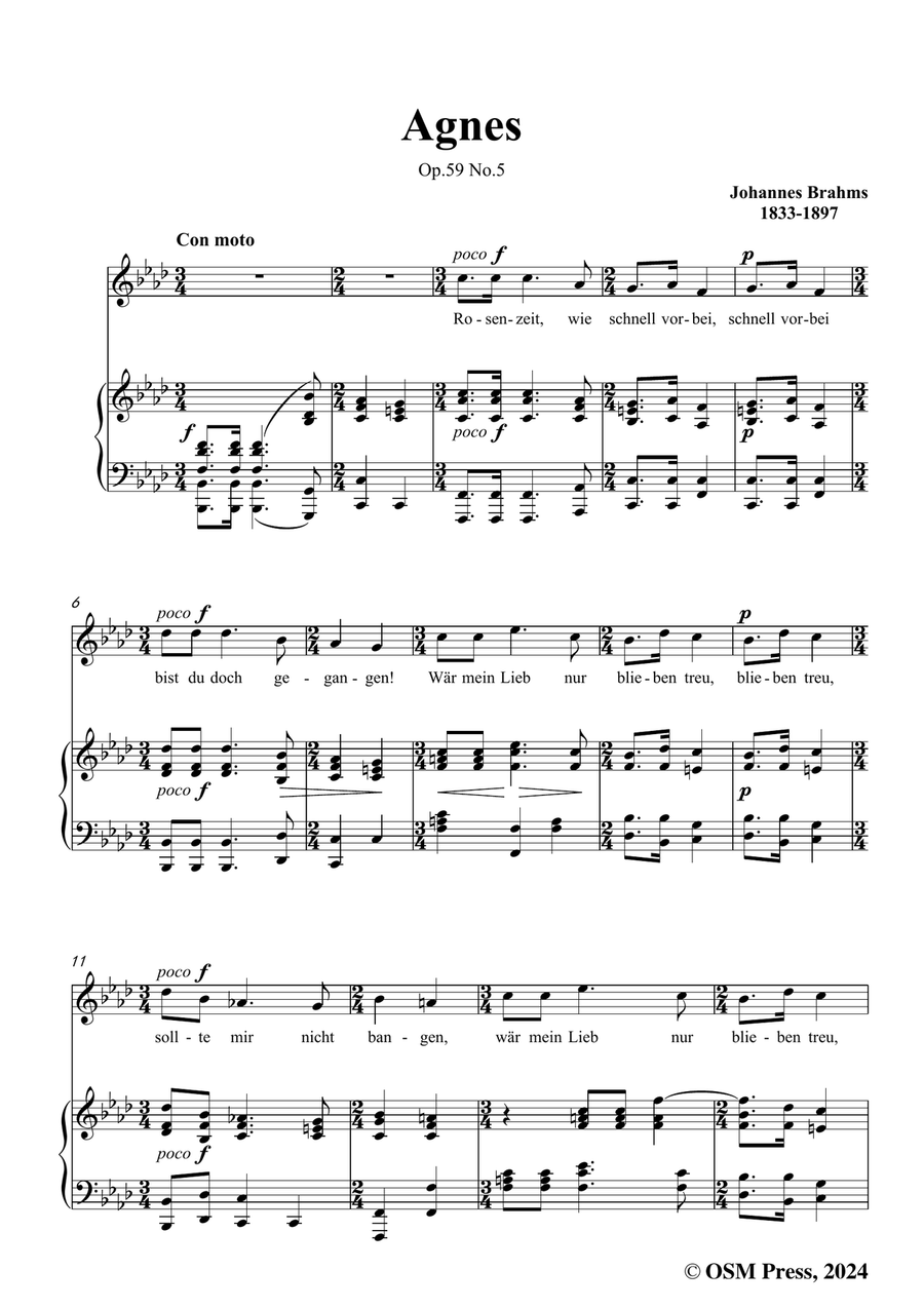 Brahms-Agnes,in f minor Brahms-Agnes,in f minor Piano, Vocal scores gallery preview page 3