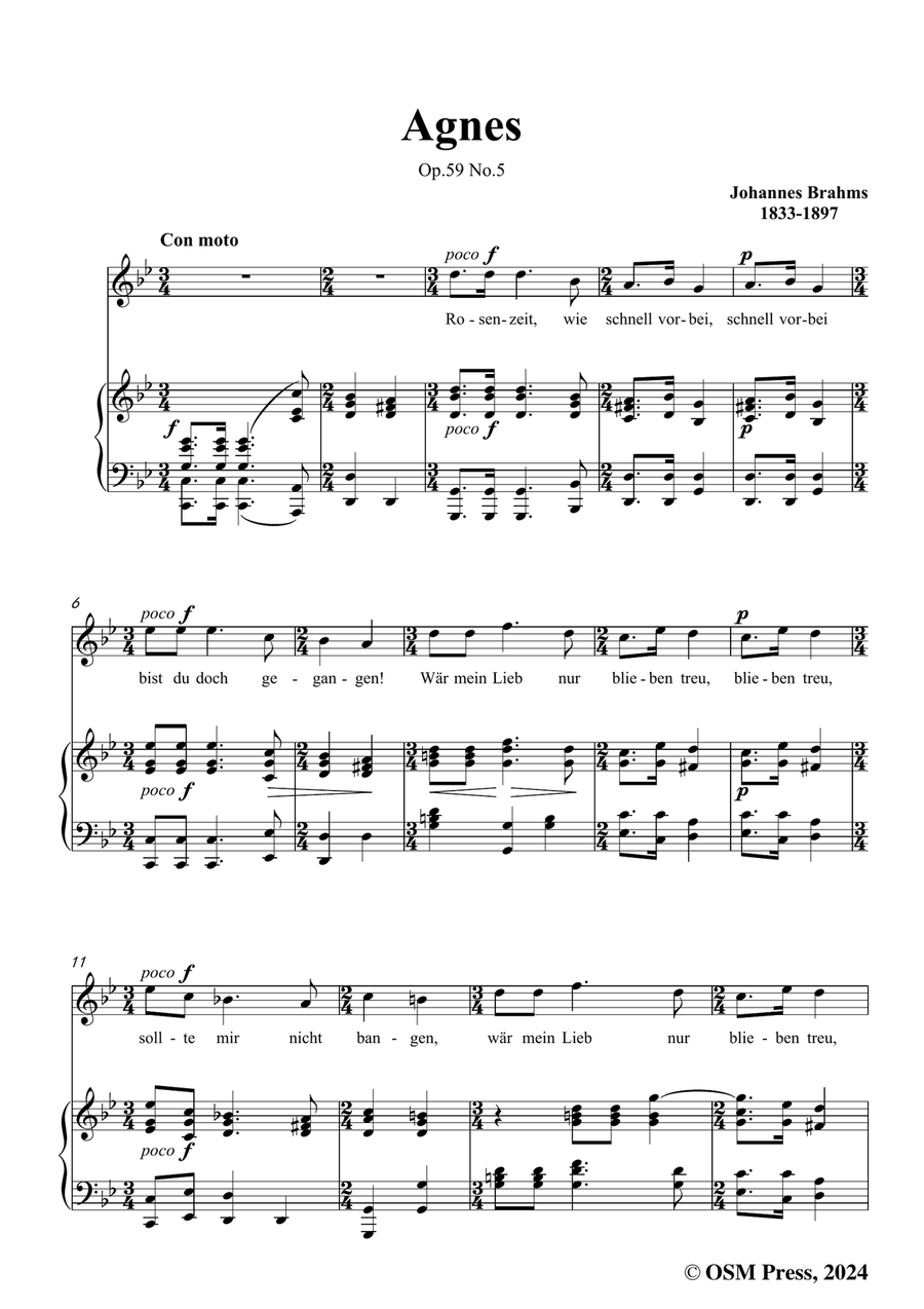 Brahms-Agnes,in g minor Piano, Vocal scores gallery preview page 3