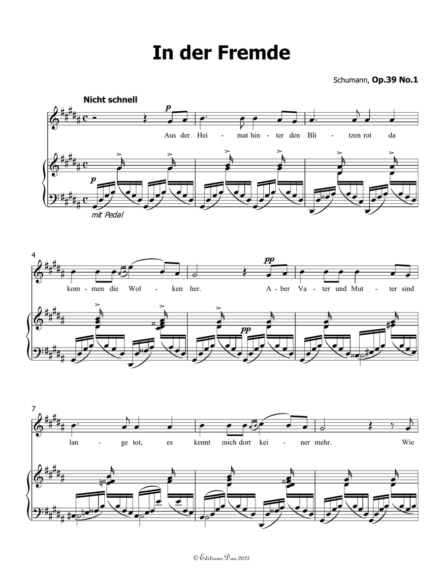In der Fremde, by Schumann, Op.39 No.1, in g sharp minor Piano, Vocal scores gallery preview page 3