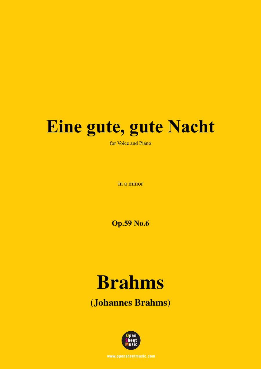 Brahms-Eine gute,gute Nacht,in a minor Piano, Vocal scores gallery preview page 1