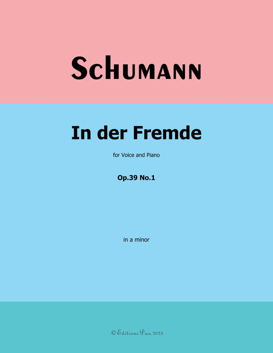 In der Fremde, by Schumann, Op.39 No.1, in a minor Piano, Vocal scores gallery preview page 1