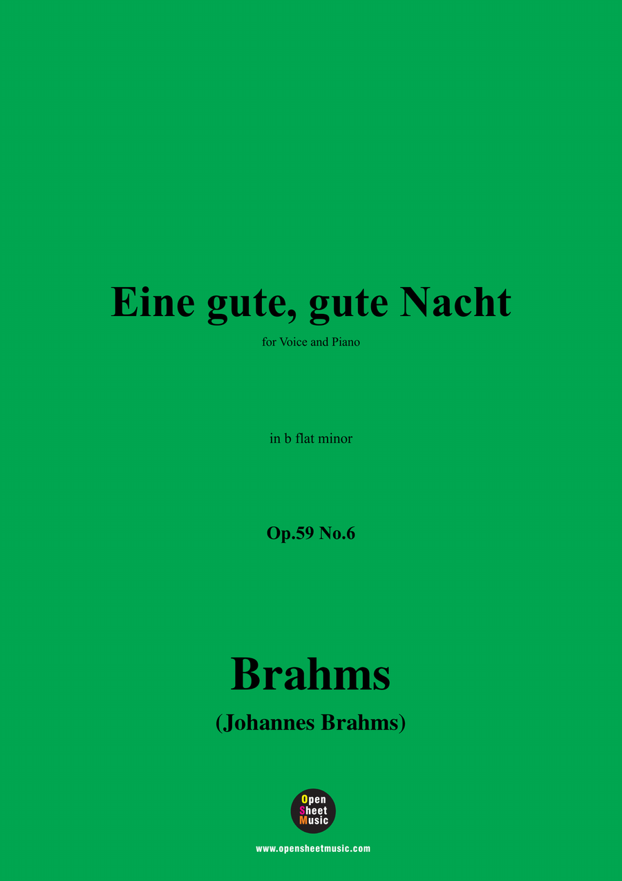 Brahms-Eine gute,gute Nacht,in b flat minor Piano, Vocal scores gallery preview page 1