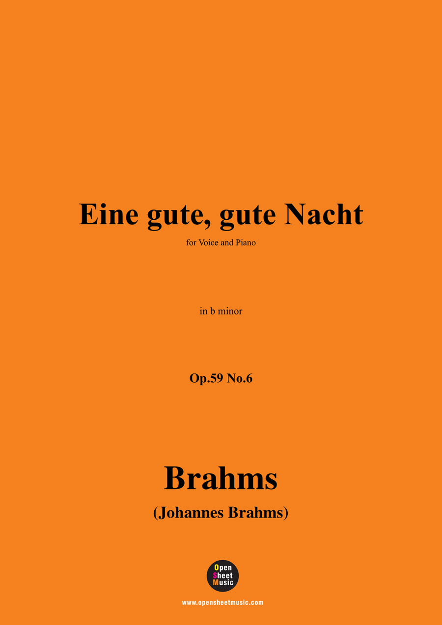 Brahms-Eine gute,gute Nacht,in b minor Piano, Vocal scores gallery preview page 1
