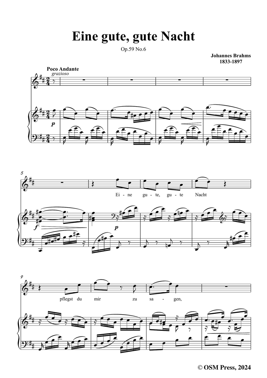 Brahms-Eine gute,gute Nacht,in b minor Piano, Vocal scores gallery preview page 3