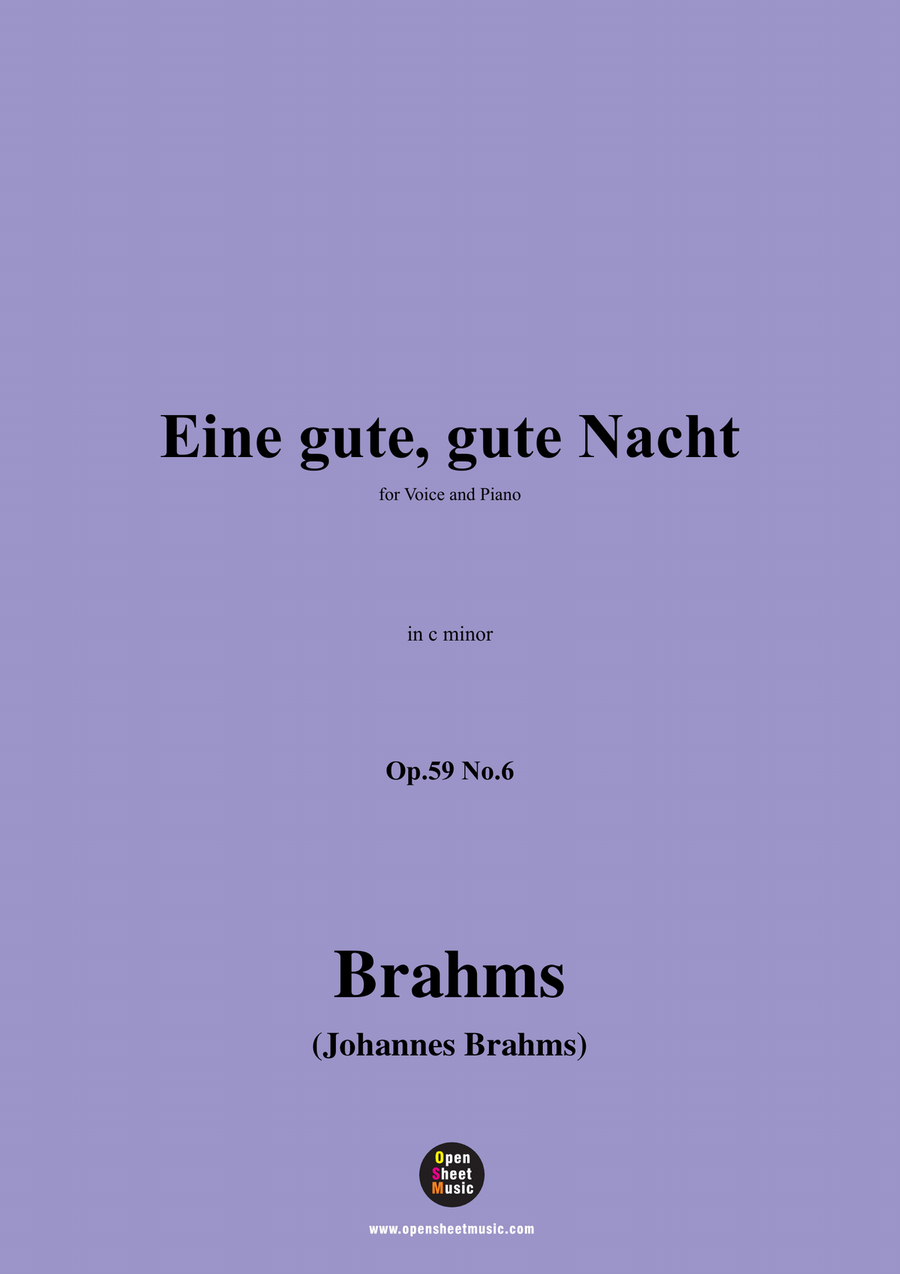 Brahms-Eine gute,gute Nacht,in c minor Piano, Vocal scores gallery preview page 1