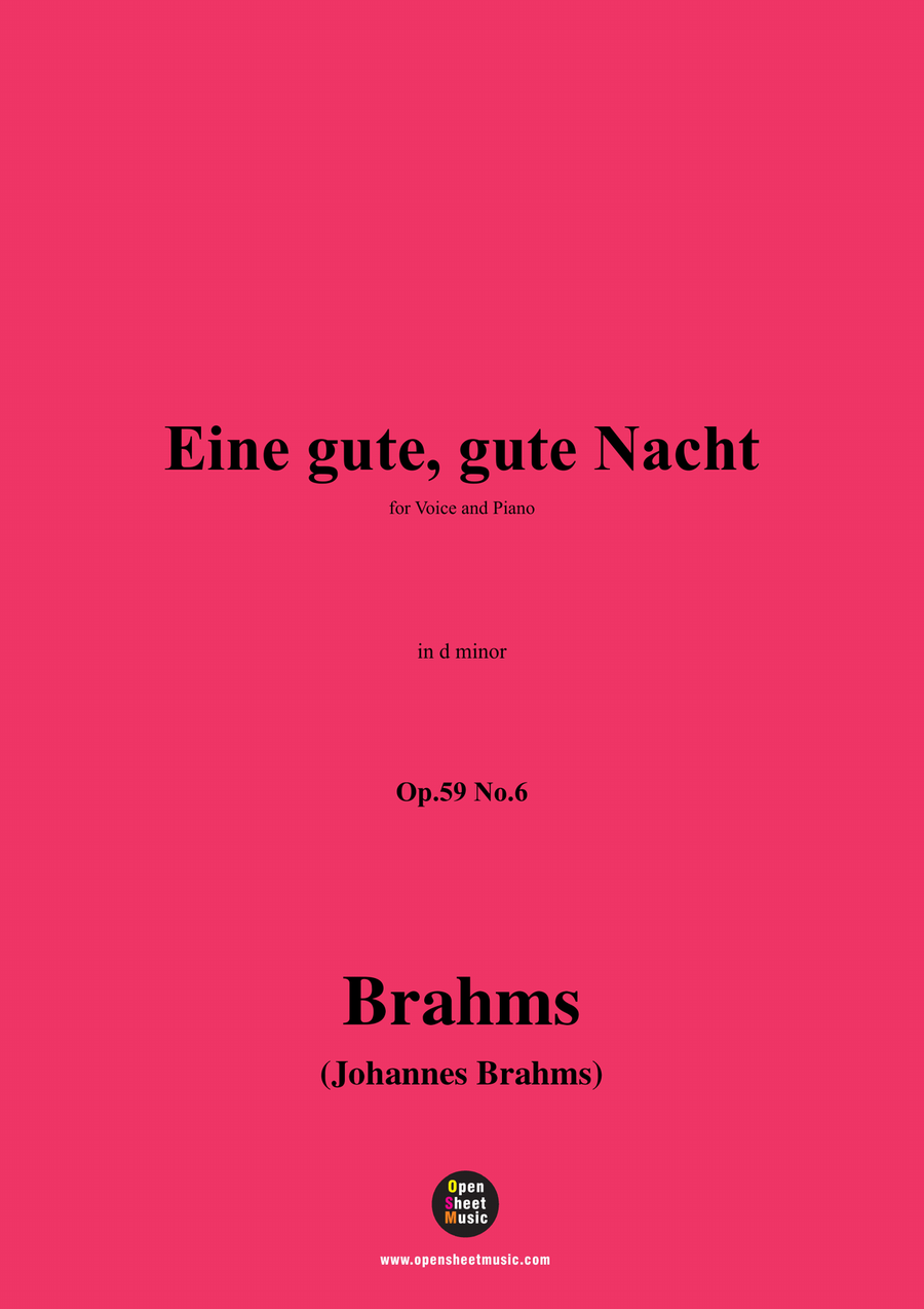 Brahms-Eine gute,gute Nacht,in d minor Piano, Vocal scores gallery preview page 1