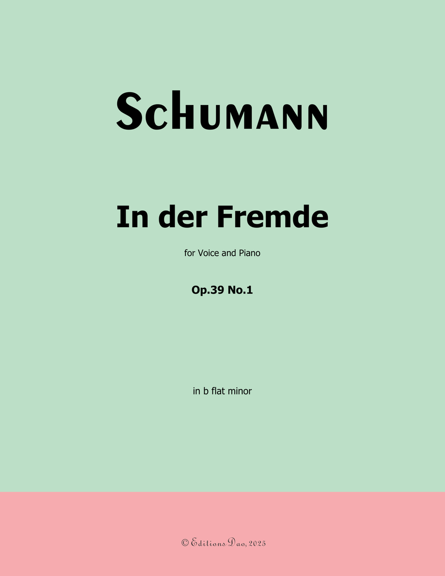 In der Fremde, by Schumann, Op.39 No.1, in b flat minor Piano, Vocal scores gallery preview page 1