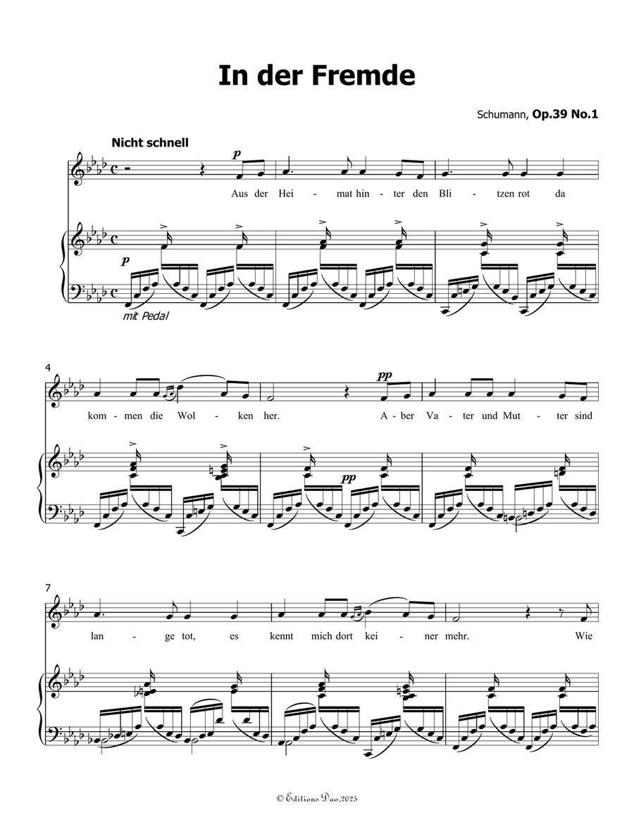 In der Fremde, by Schumann, Op.39 No.1, in f minor Piano, Vocal scores gallery preview page 3