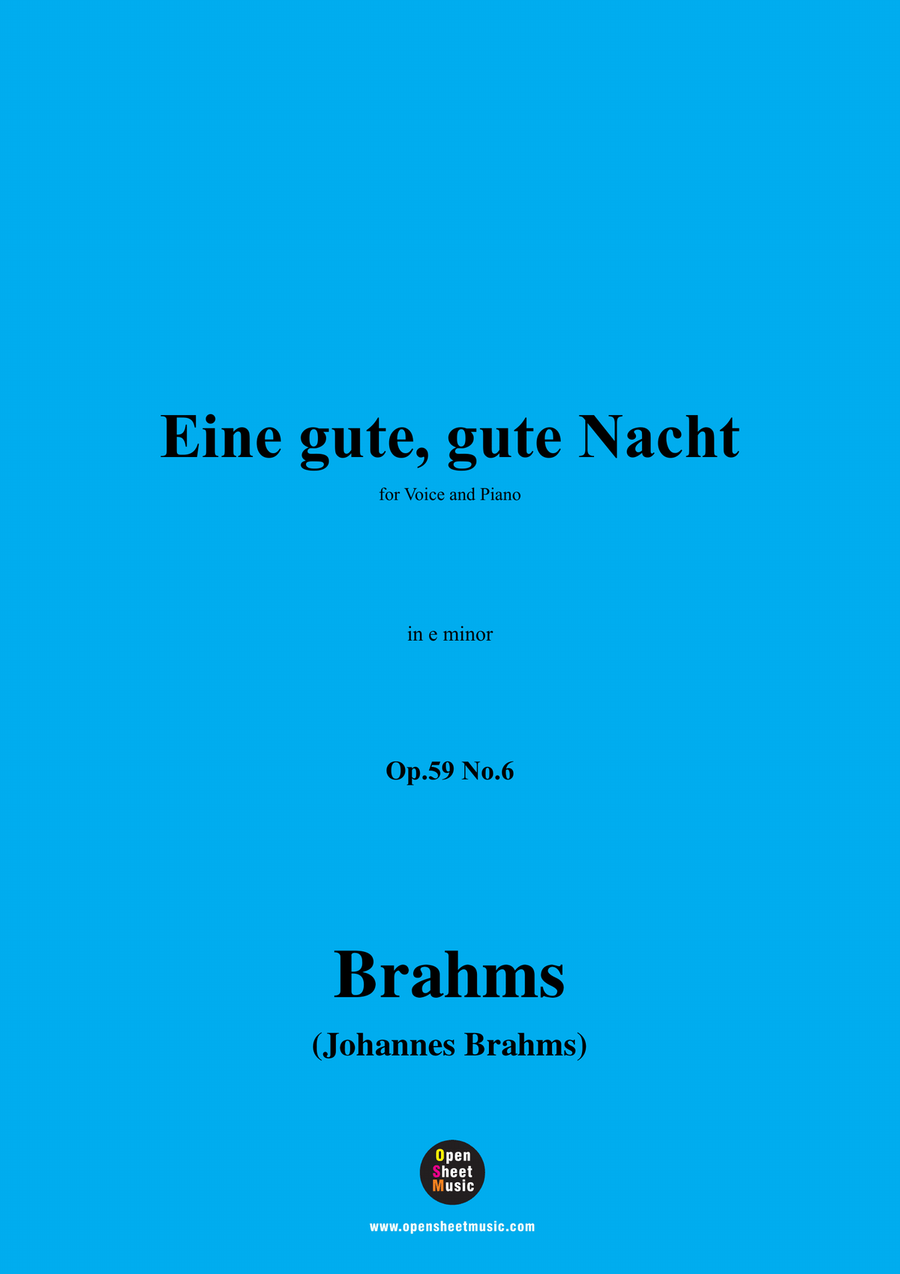 Brahms-Eine gute,gute Nacht,in e minor Piano, Vocal scores gallery preview page 1