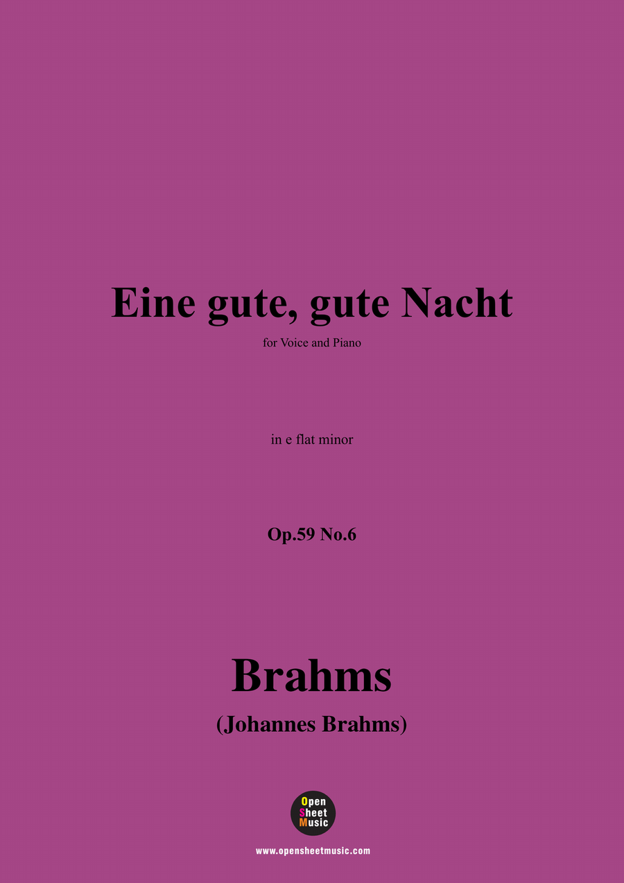 Brahms-Eine gute,gute Nacht,in e flat minor Piano, Vocal scores gallery preview page 1