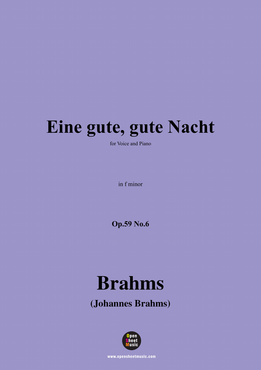 Brahms-Eine gute,gute Nacht,in f minor Piano, Vocal scores gallery preview page 1