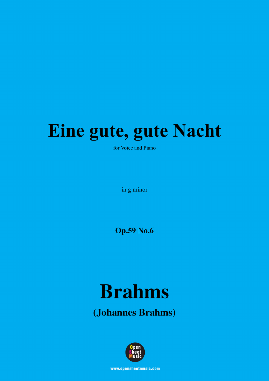 Brahms-Eine gute,gute Nacht,in g minor Piano, Vocal scores gallery preview page 1