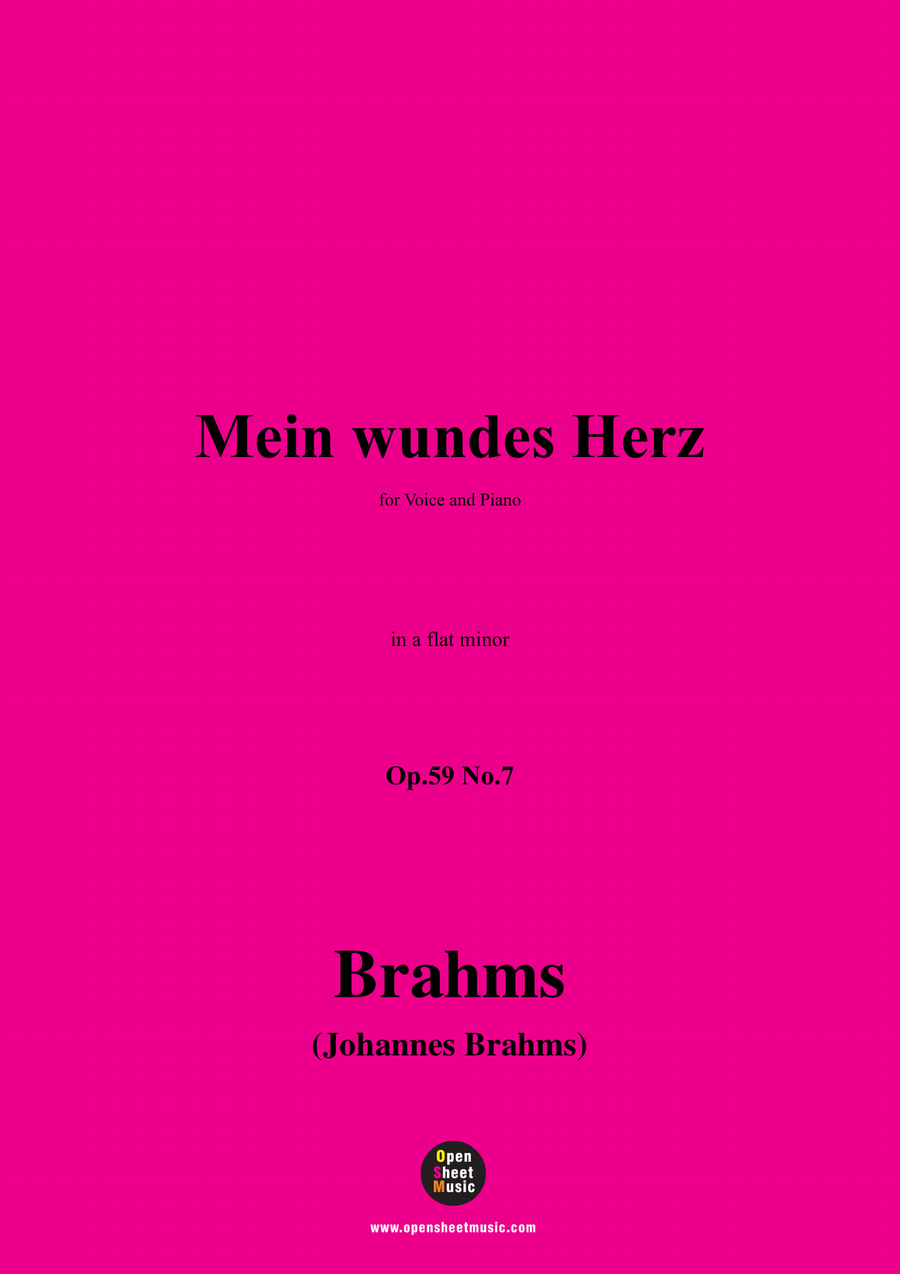 Brahms-Mein wundes Herz,in a flat minor Piano, Vocal scores gallery preview page 1
