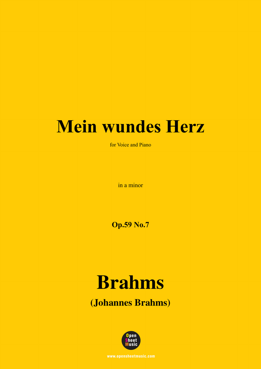 Brahms-Mein wundes Herz,in a minor Piano, Vocal scores gallery preview page 1
