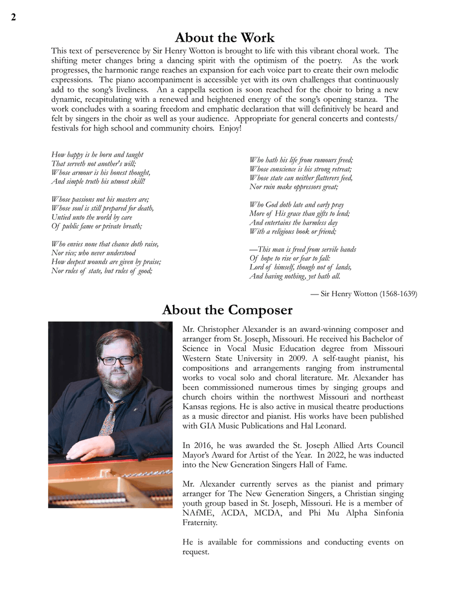 The Character of a Happy Life 4-Part scores gallery preview page 2