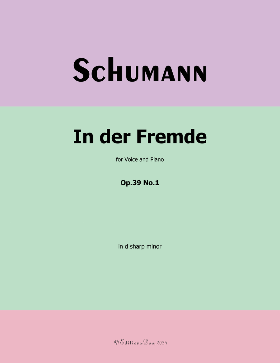In der Fremde, by Schumann, Op.39 No.1, in d sharp minor Piano, Vocal scores gallery preview page 1