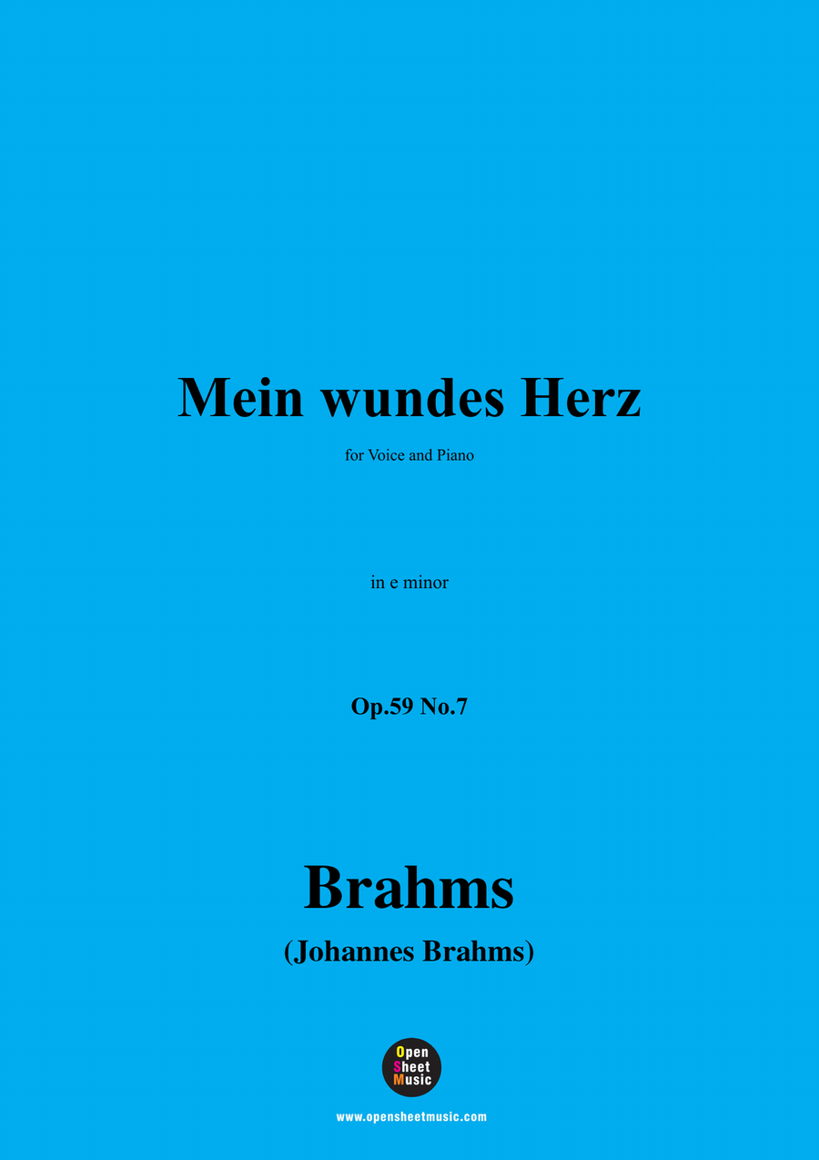 Brahms-Mein wundes Herz,in e minor Piano, Vocal scores gallery preview page 1