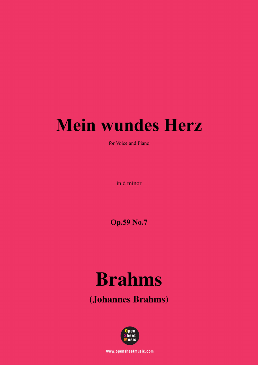 Brahms-Mein wundes Herz,in d minor Piano, Vocal scores gallery preview page 1