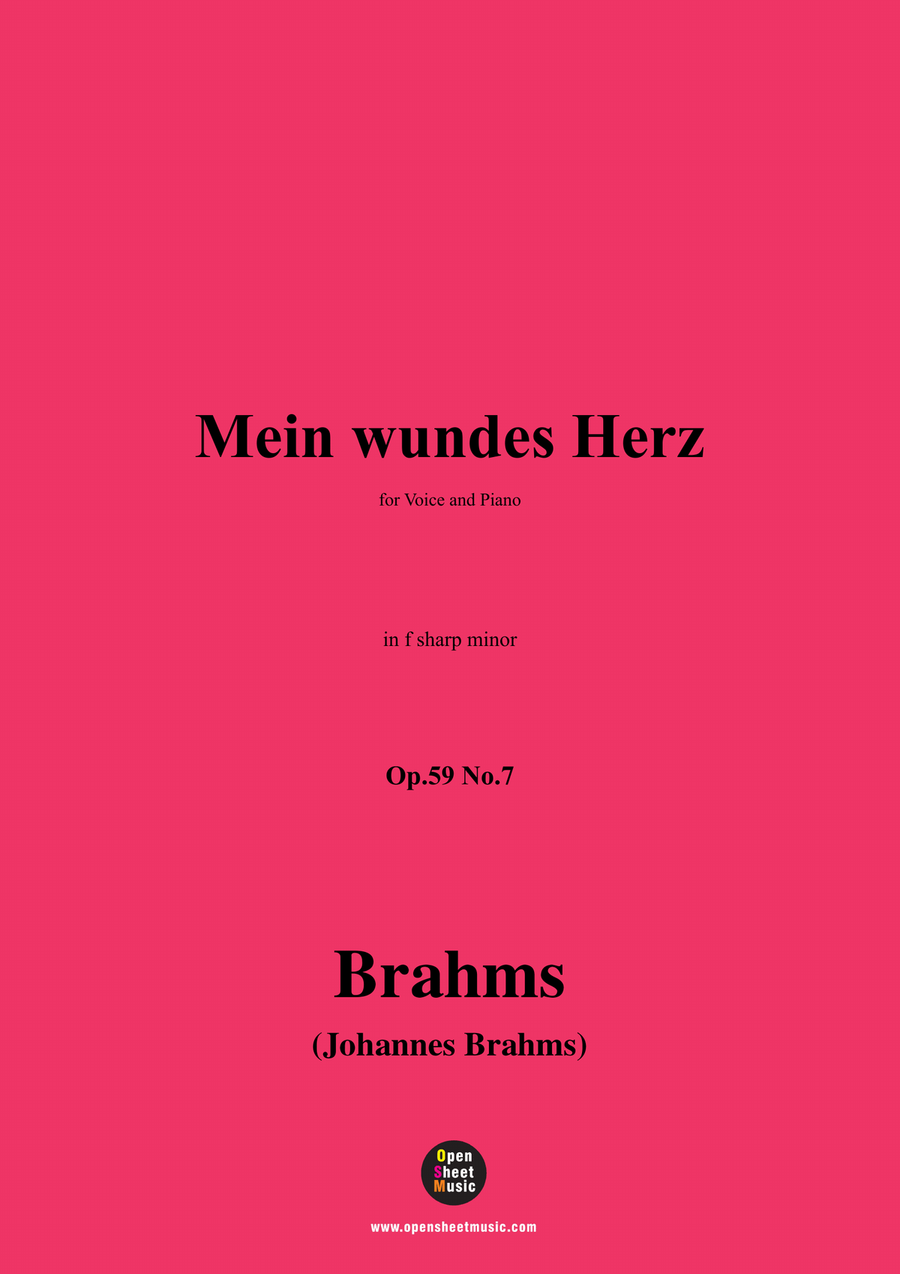 Brahms-Mein wundes Herz,in f sharp minor Piano, Vocal scores gallery preview page 1