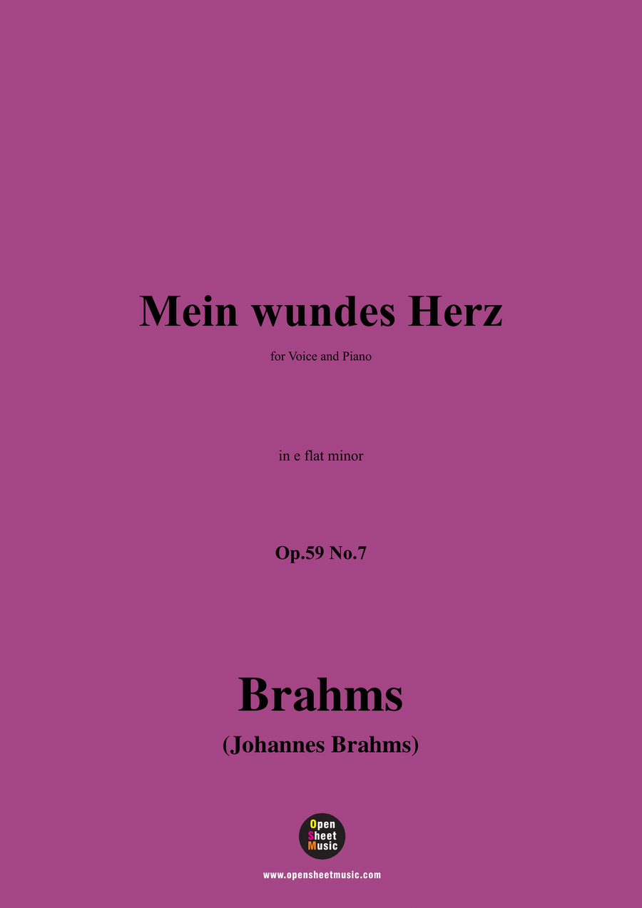Brahms-Mein wundes Herz,in e flat minor Piano, Vocal scores gallery preview page 1