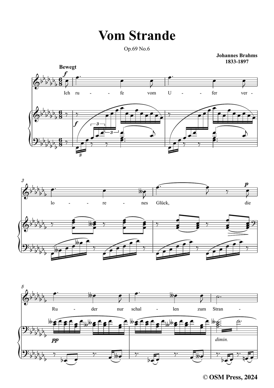 Brahms-Vom Strande,in a flat minor Piano, Vocal scores gallery preview page 3