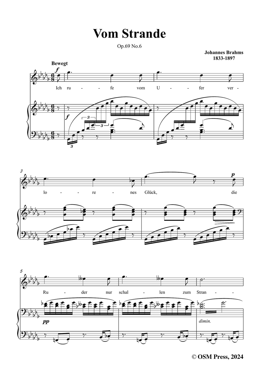 Brahms-Vom Strande,in b flat minor Piano, Vocal scores gallery preview page 3