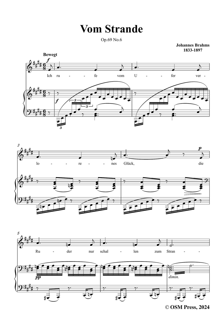 Brahms-Vom Strande,in c sharp minor Piano, Vocal scores gallery preview page 3
