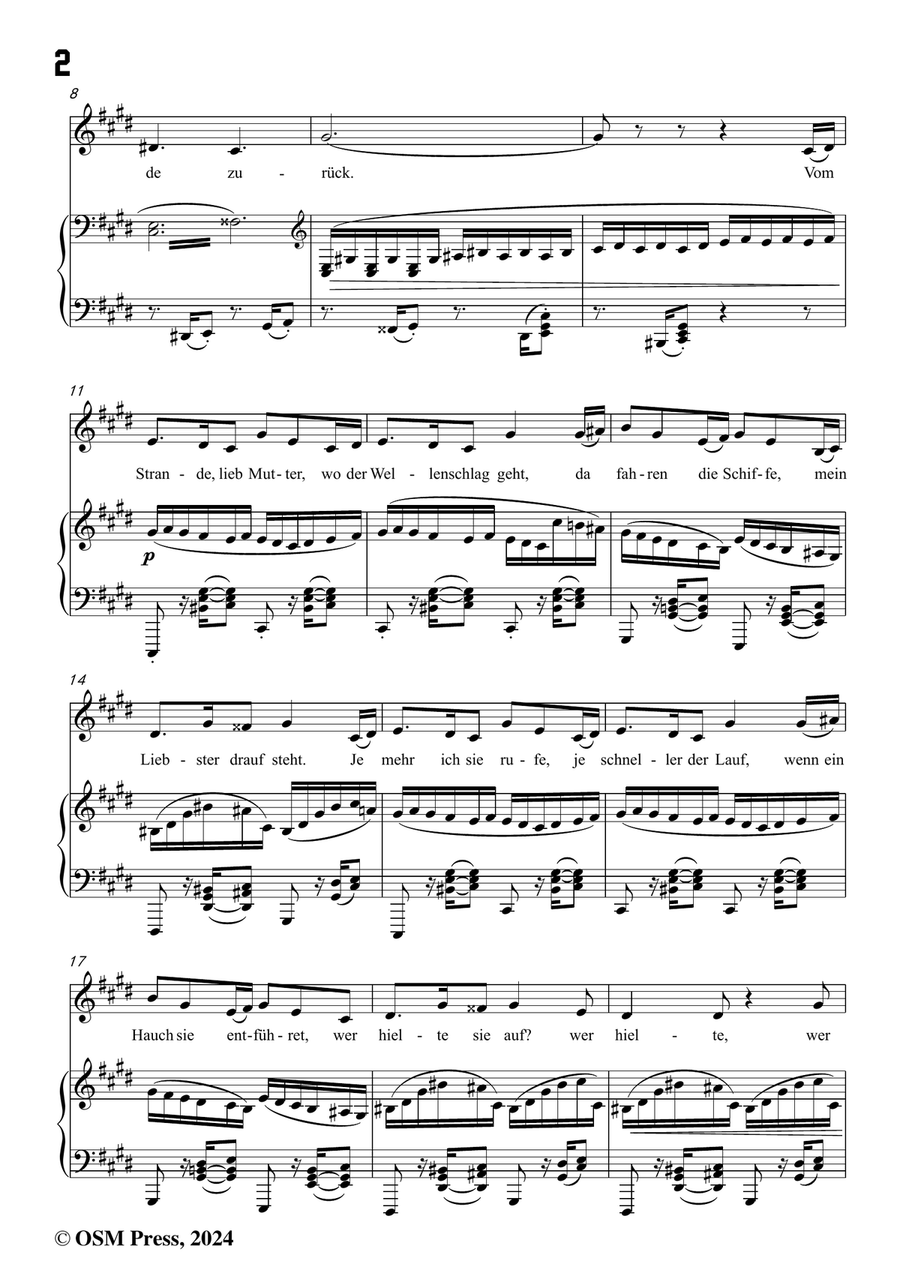 Brahms-Vom Strande,in c sharp minor Piano, Vocal scores gallery preview page 4